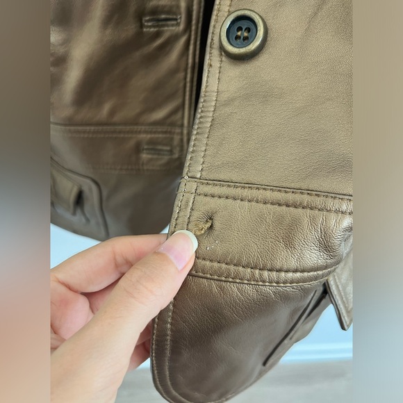 Vintage Cache Metallic Bronze Leather Jacket size 8 Y2K 90s - Picture 3 of 12